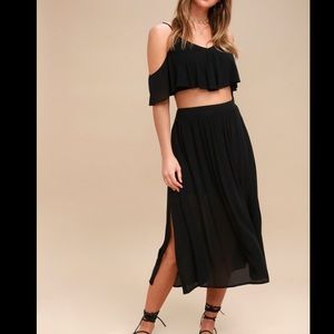 Matching set crop top and midi skirt